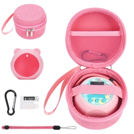 YouKnow Travel Case and Silicone Cover Compatible with Punirunes Interactive Toy Digital Pet, with Full Coverage PET Clear Film (Silicone and Carrying Case) (Pink)