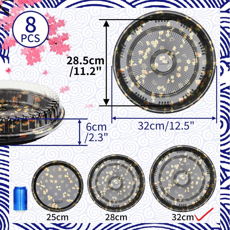 Mbsomnus 8pcs Plastic Buffet Catering Trays Round Sandwich Platter Trays