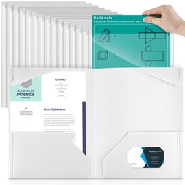 Henoyso 36 Pcs Plastic Folders with Clear Front Pockets Heavy Duty File Folders with 2 Pockets and Card Slot for Student Communication School Office Presentation Report (White)