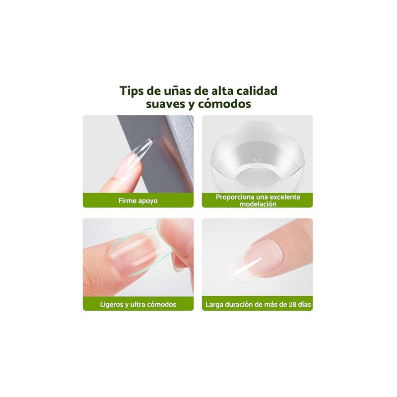 Cherimoya Tips para Uñas Soft Gel Squoval Corto Semi Mate-504