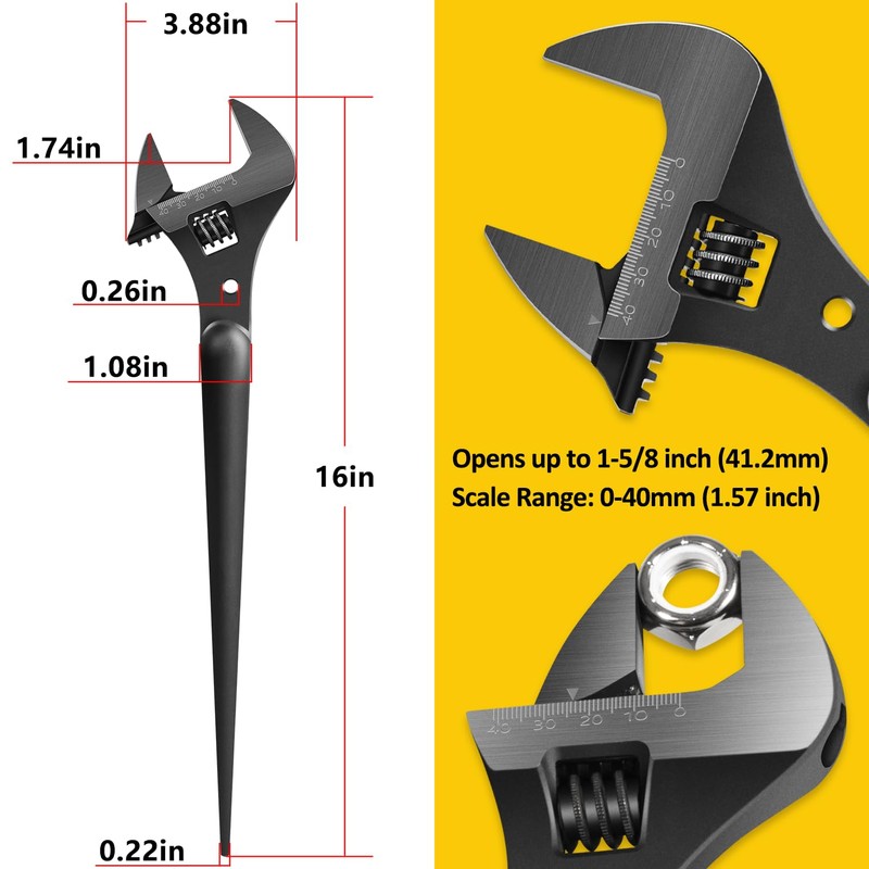 LAIKOU 3239 Extra Wide Adjustable Wrench 16 Inch Construction Spud