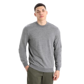 Icebreaker Merino Wool Shifter Sweatshirts for Men - Long Sleeve Crewneck Sweater - Wool and Lyocell Blend Casual Pullover, Gritstone Heather, Medium