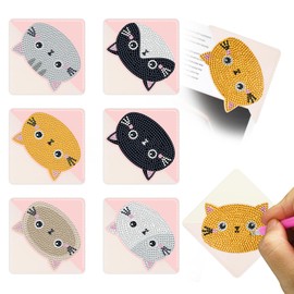 ZORETCO 6 PCS Diamond Art Bookmarks, Cute Cat Diamond Painting Bookmarks for Book loverss DIY Bookmarks Corner Bookmark Diamond Art Kits for Adults Beginner Craft Gift