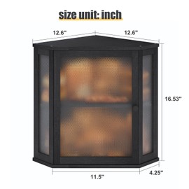 Furshus Corner Bread Box for Kitchen Countertop,Bread Storage for Homemade Bread, Double Layer Large Bamboo Kitchen Storage Bin with Window (Black, Large)