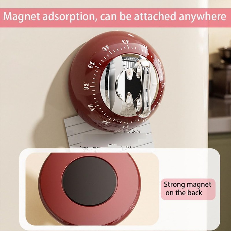 Retro Kitchen Timer, Wind Up Magnetic Kitchen Timer 60 Min,