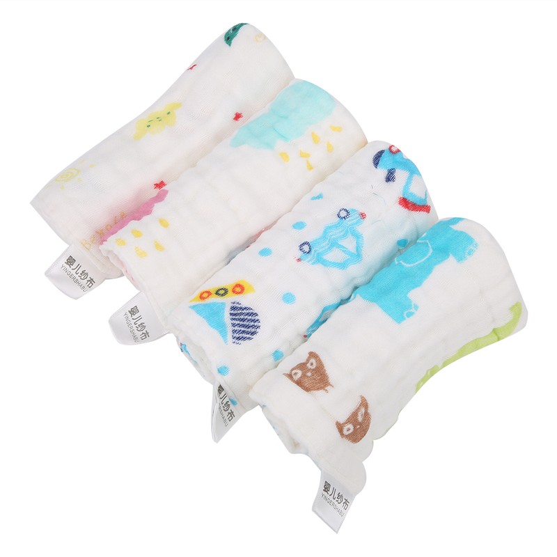 4Pcs Thick Baby Reusable Diaper Cartoon Animal Infant Plush Washcloth