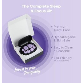 Tapones para oídos ajustables para dormir, SNR 38dB, de silicona reutilizable y antirruido. Incluyen 8 puntas y estuche, para sueño, conciertos, trabajo, viajes, estudio y ronquidos.