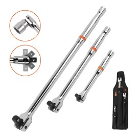 3pcs Juego De Manerales Herramientas Llaves 1/2 3/8 Y 1/4 Material CR-V puro，Utilizado en construcción, industria., adecuado para mantenimiento y reparación de automóviles, motocicletas y bicicletas.