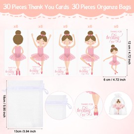 Yinkin 30 Sets Ballerina Party Favors for Girls Include 30 Pink Lace Hair Ties Scrunchies with Bow 30 Ballet Thank You Cards Dance Recital Gifts Ballerina Birthday Party Favors