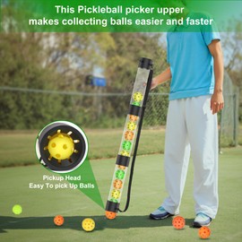 Asyxstar Pickleball Ball Retriever & Ball Hopper Storage with Strap Pickle Balls Tube Pickup