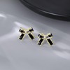 SLUYNZ Solid 925 Sterling Silver Black Bow Stud Earrings for