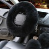 MAEZOE 3PCS Set Fluffy Wool Steering Wheel Covers with Handbrake
