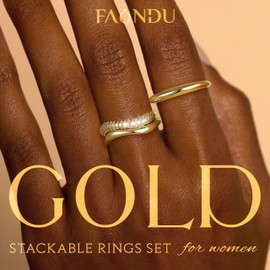 FAONDU Gold Rings for Women Non Tarnish Dainty 14k Gold Plated Stackable Ring Set Trendy Cubic Zirconia Thumb Wedding Engagement Bands Rings for Women Size 5 6 7 8 9 10 11