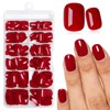 240PC Extra Short Press on Nail Square Red Fake Nails