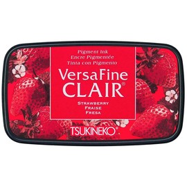 Tsukineko VF-CLA-202 VersaFine Clair Ink Pad, Red, Strawberry, Large Opaque, Waterproof, Resistant to Fading Embossing, Pad Size: 7.6 x 3.5 cm