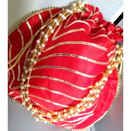 IKM Party Wear Potli Bag/ Gift Potli Bag for Wedding Return Gift with Golden Lace