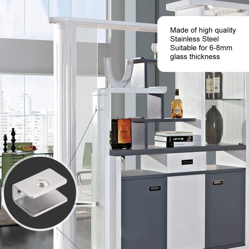 sourcing map Glass Shelf Brackets Stainless Steel Clamp Clip Holder
