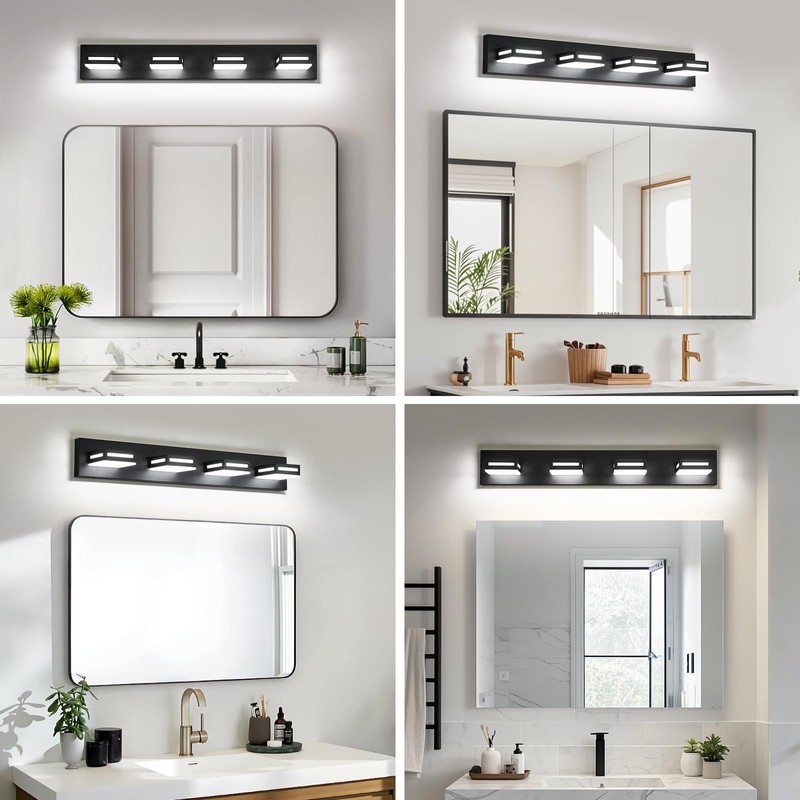 Donrao 30-Inch 4-Light LED Modern Black Bathroom Vanity Light Fixtures