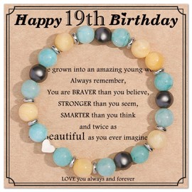 13th/16th/17th/18th/19th/20th/21th/25th Birthday Bracelet Natural Stone Beaded Bracelet Gifts for Daughter Granddaughter Friends Birthday Gifts for Women