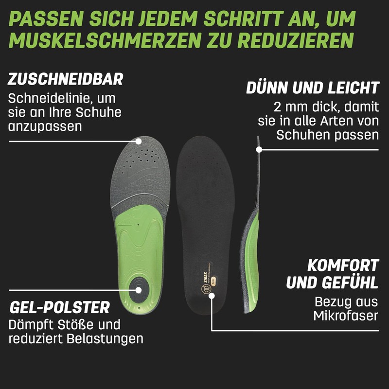 Comfort Insoles, 3 Feet Slim Mid, Feet with Medium Arch,
