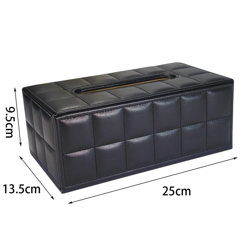 PU Leather Tissue Box Cover, Rectangle Black Tissue Box Holder