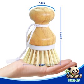 Bamboo Dish Brush,Bamboo Scrub Brush for Bishes Pots Pans Kitchen Sink Cleaning,3 Packs