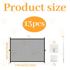 Stair Gates for Dogs, 110 x 72 Cm Safety Retractable Stair Gate, Portable Retractable No Drilling Pet Stairs Gates for Doorway/Bedroom/Kitchen