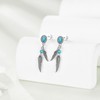 YAFEINI Feather Turquoise Earrings 925 Sterling Silver Bohemia Feather Earrings