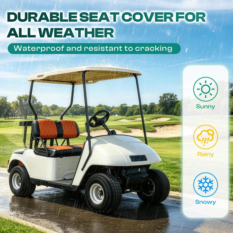 DRIVE UP Golf Cart Diamond Seat Covers, Brown EZGO Seat