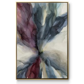 Renditions Gallery Canvas Wall Art Modern Decorations Paintings Colorful Chaotic Clouds Elegant Abstract Watercolor Gold Floater Frame Artwork for Bedroom Office Kitchen - 17"x25" LT544