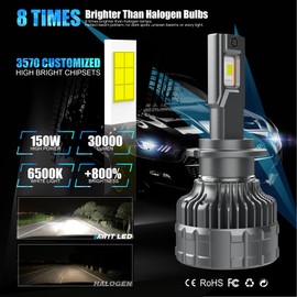 VAWIT D2H LED Bulbs, D2H Fog Light, 30000LM 6500K White 800% Brightness, Plug and Play, Pack of 2