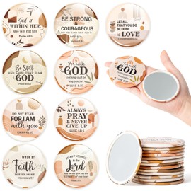 Y1tvei Bible Verse Compact Mirrors - 36Pcs Boho Christian Gifts Bulk Bible Verse Mini Compact Mirrors Inspirational Small Portable Round Pocket Makeup Mirror for Purse Church Party Favors for Women