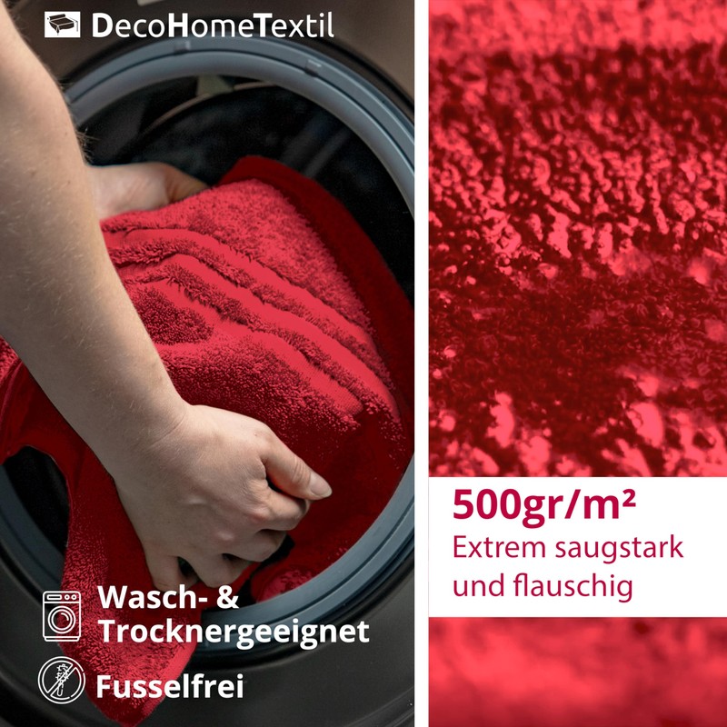 DecoHomeTextil Hand Towel Set, 6 Guest Towels in Bordeaux Red,