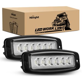 Nilight NI-28E-18W LED Work Light 2PCS 18W Spot LED Light Bar Driving Lights Off Road LED Lights Flush Mount for Jeep Truck,2 Years Warranty