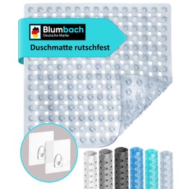 Blumbach® Shower Mat Non-Slip 53 x 53 cm - 100% BPA Free - Includes 2 Hooks for Hanging - Non-Slip Mat Shower & Bathtub, Shower Mat, Mould Resistant & Machine Washable