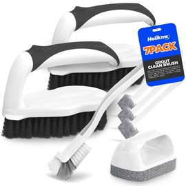 Holikme - Juego de cepillos para limpieza profunda, esponjas con punta raspadora para paredes de piscina, baño, lechada, suelo, bañera, ducha y superf