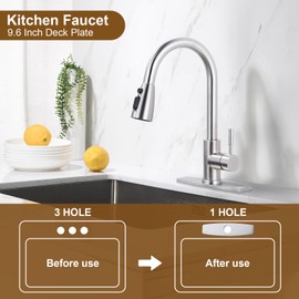 ARCORA 9.6 Inch Faucet Plate for 1 or 3 Hole Kitchen or Bathroom Faucet Deck Plate, Brushed Nickel Faucet Hole Cover Escutcheon Stainless Steel