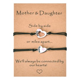 Matching Mother Daughter Bracelets Set for 2 Daughter Mom Mothers Day Gifts for Women Mother Hollow Heart Bracelet Gift for Mother Mommy Daughter Birthday Graduation Gifts for Teen Girls Bracelets