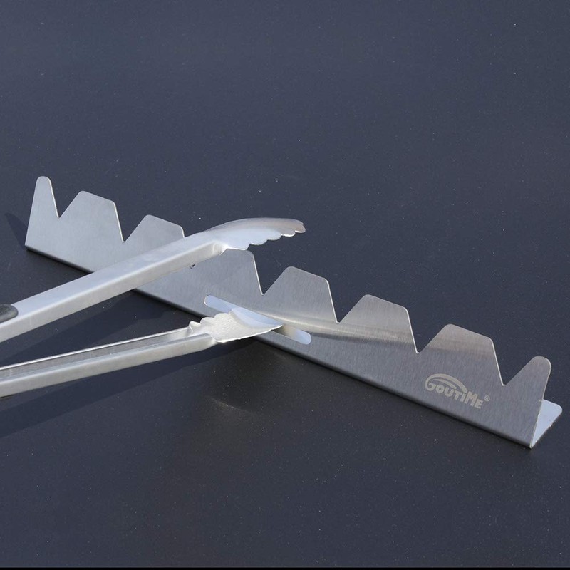 GOUTIME Stainless Steel Shish Kabob Skewer Rack with Storage Bag,