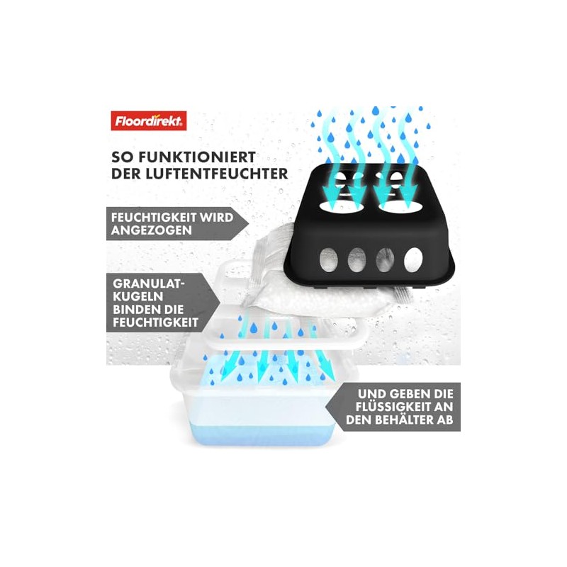 Floordirekt 4 x Dehumidifier with 8 x 400 g Refill