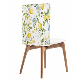 Savannan Dining Chair Back Covers Set of 4 Summer Lemon Yellow Chair Covers Chair Slipcovers Protective Covers for Party Holiday Festival Decoration, Blue Flowers Green Leaf