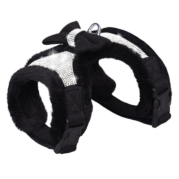 FUNAT Plush Chest Straps for Dogs, Rhinestone Winter Dog Harness,