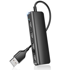 USB Hub 4 Port USB 2.0 Splitter Hub Expander for Laptop Computer Flash Drive Console Printer Camera Keyboard Mouse More 1 to 4 Jack Extender for Charging/Data Sync