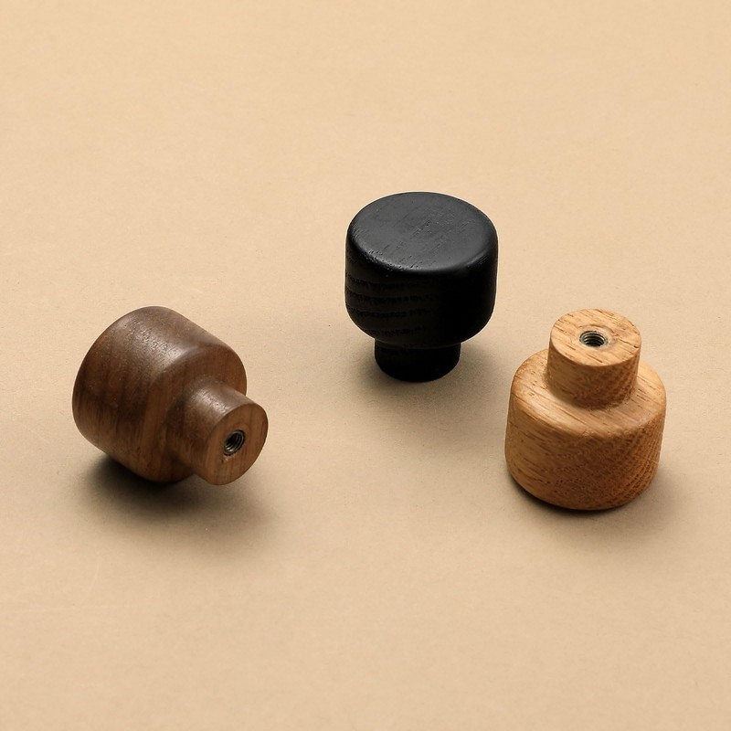 Evionlin 8 pcs Walnut Wood Round Chinese-Style Cute Cabinet Door