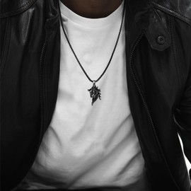 HUKKUN Black Horse Necklace Sterling Silver Horse Jewelry Gift for Men