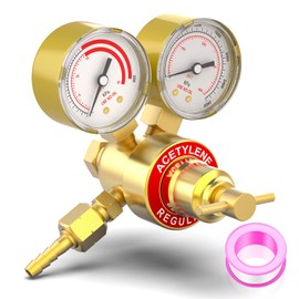 MEANLIN MEASURE Regulador de acetileno para soldadura, medidores de gas CGA 200, regulador de antorcha de corte, salida 0-200 PSI, entrada 0-400 PSI, medidor de presión doble con salida de 9/16"-18 y conector de manguera
