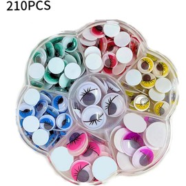 Ojos saltones para Manualidades, autoadhesivos, Ojos móviles, Pegatinas saltones, pestañas de Colores, para Manualidades, Pegar, 10 mm, 210 Unidades, Pegar