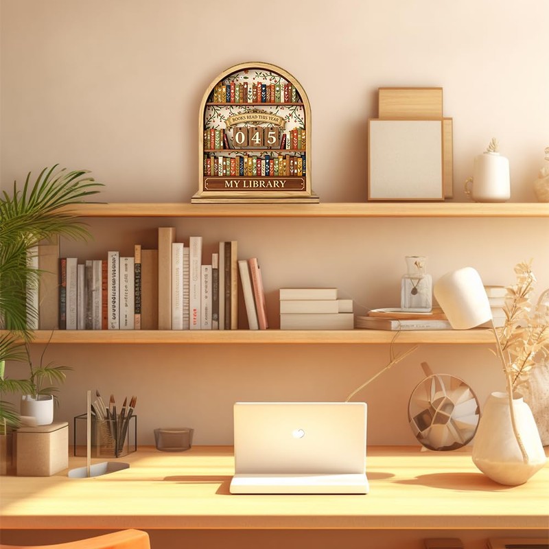 Books Read This Year Counter, 3D Book Reading Tracker Counter