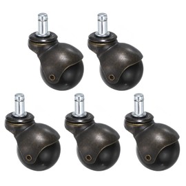 uxcell 2 Inch Ball Caster Wheels, 5pcs Stem Caster, 360 Degree Rotatable Caster Wheels for Furniture, Bronze Tone
