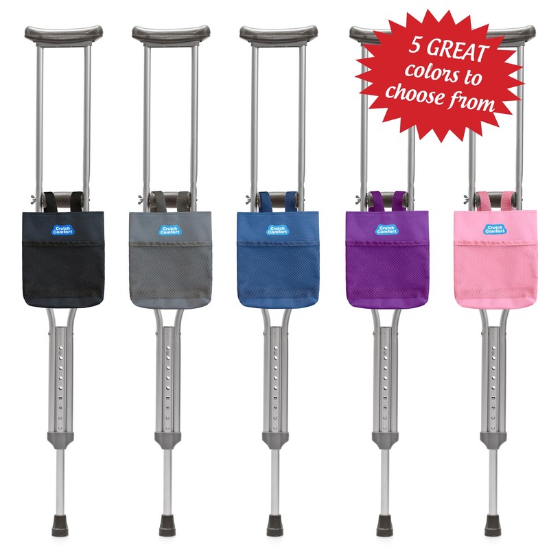 Large Universal 2-Pocket 8"x9" Crutch Bag/Tote/Pouch (Dark Blue)